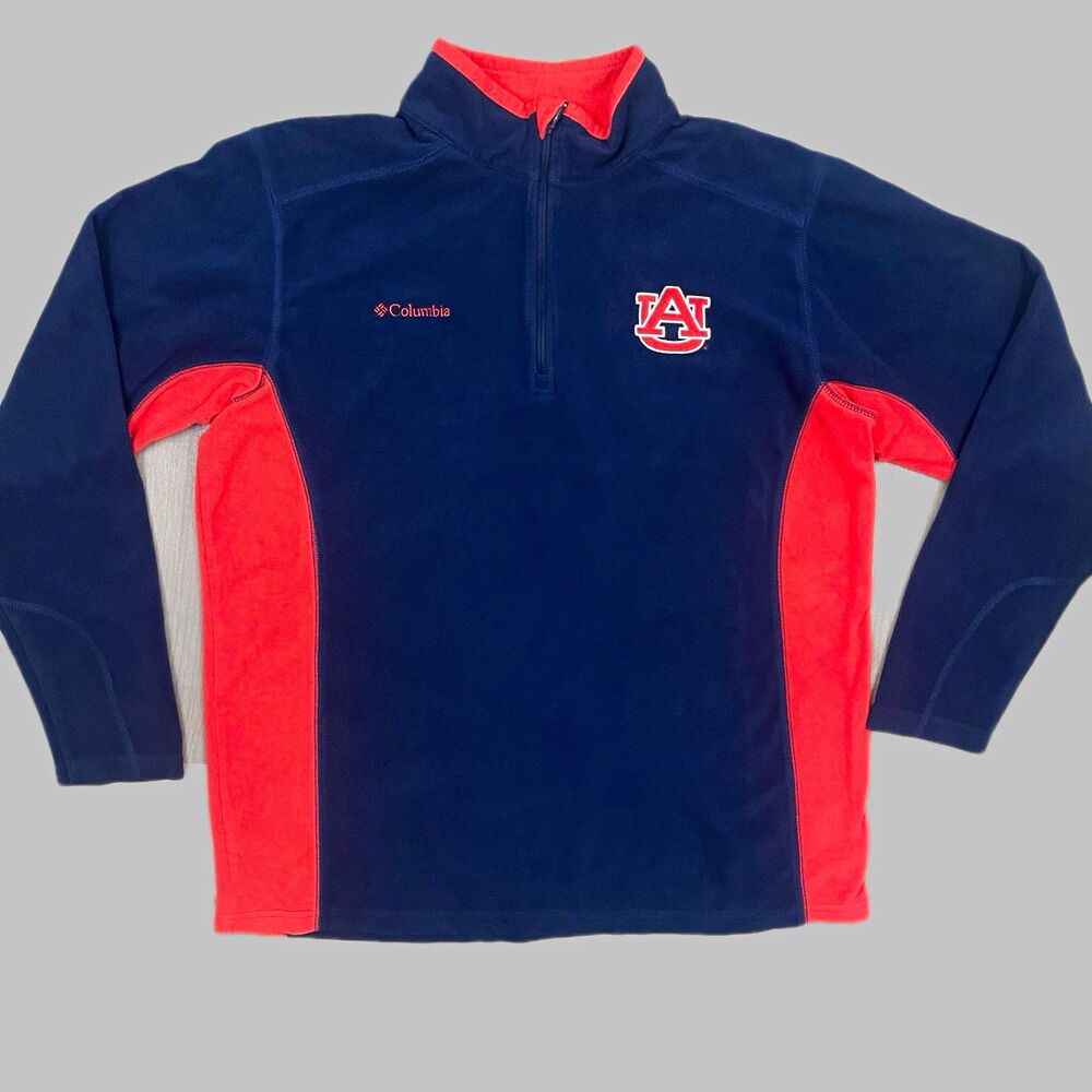 Columbia Auburn Tigers AU Logo 1/4 Zip Fleece Pullover Jacket Sz L